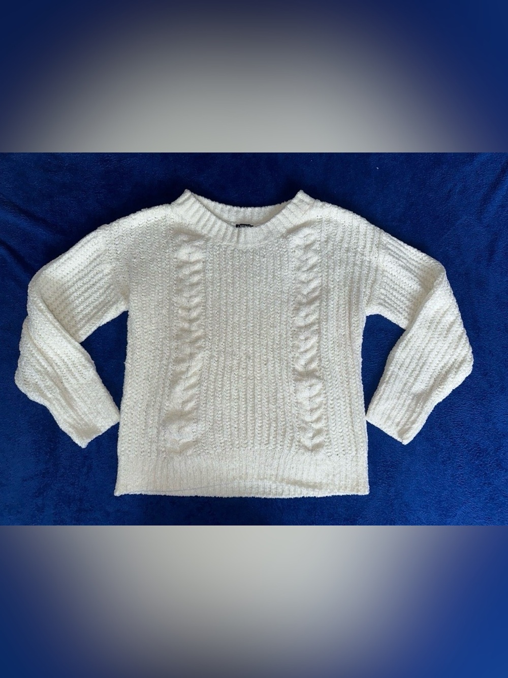 Womens Express White Crochet Soft Sweater Size Medium M